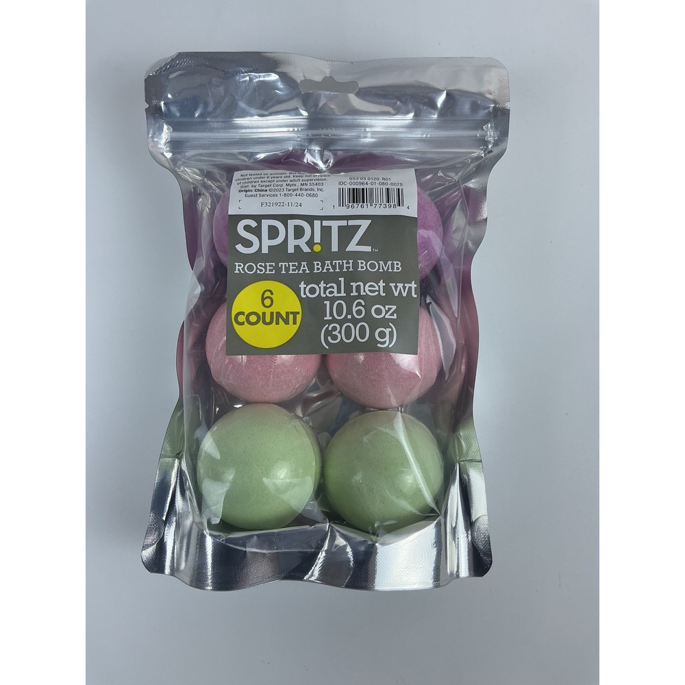 Spritz Rose Tea Bath Bomb Gift Set 6 Count 10.6 oz Relaxing Spa Self Care